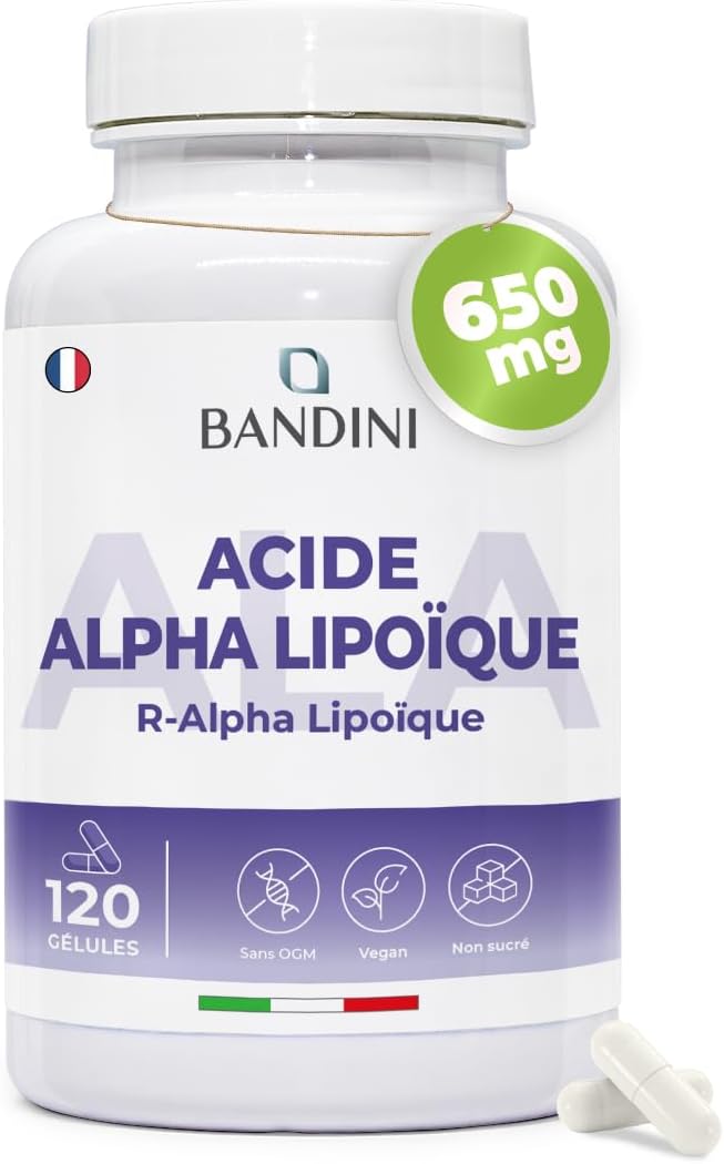® Acide Alpha Lipoïque 650 mg - 120 gélules végétales - R-alpha-lipoïque Hautement Dosé - Absorption maximale - Antioxydant naturel - Approvisionnement de 4 mois - AAL Sans gluten ni OGM, Vegan 120 unité (Lot de 1)