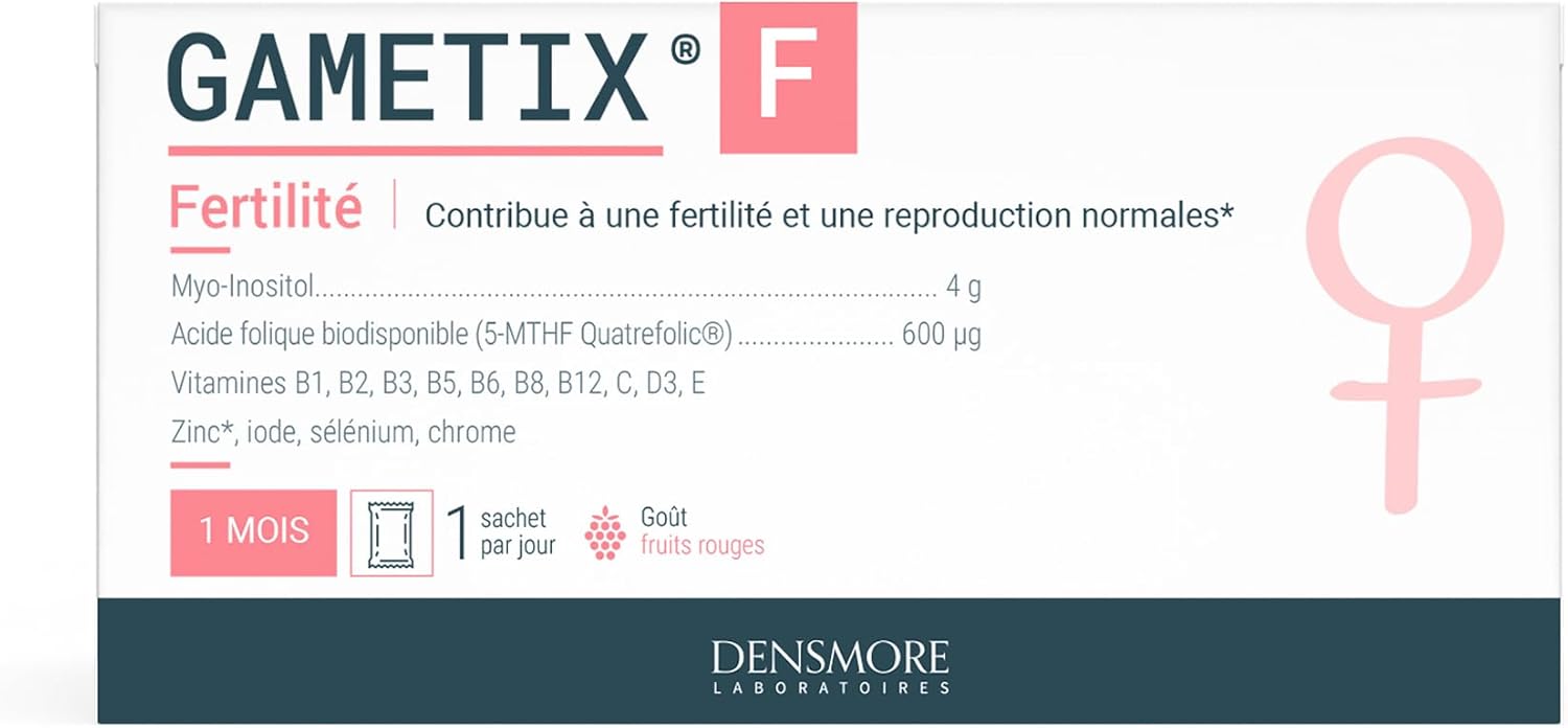 GAMETIX F - Fertilité femme et Grossesse - Complément Alimentaire à base Vitamines et Minéraux, Myo-Inositol, Acide Folique - 30 sachets (poudre) - 1 mois - Fabriqué en France Complément Alimentaire Fertilité et Grossesse