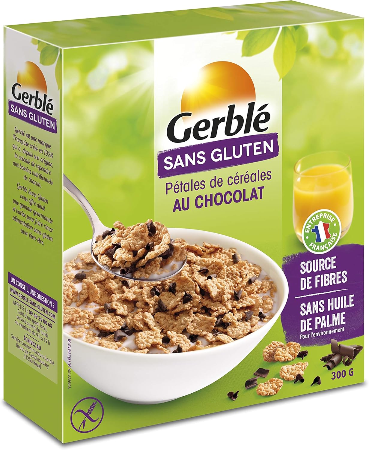 Pétales de Céréales Chocolat – Sans Gluten – Céréales Croustillantes Sans Huile de Palme, Source de Fibres, Petit Déjeuner Gourmand, 300 g 300 g (Lot de 1)