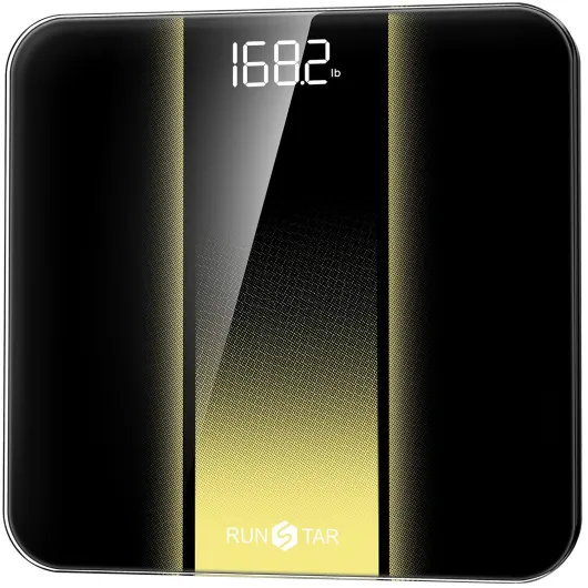RunSTAR Balance Pese Personne Pour Poids et Masse Grasse, Haute précision avec grand écran rétroéclairé à LED clair, Pese personnes avec verre trempé de 6 mm, 180 kg/400 lb