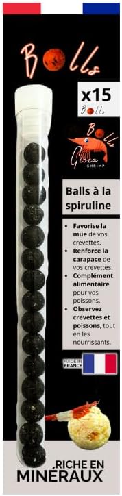 GIOIABALLS - Minéraux (Spiruline) / Nourriture pour crevettes d'aquarium/Fabriqué en France/Artisanal