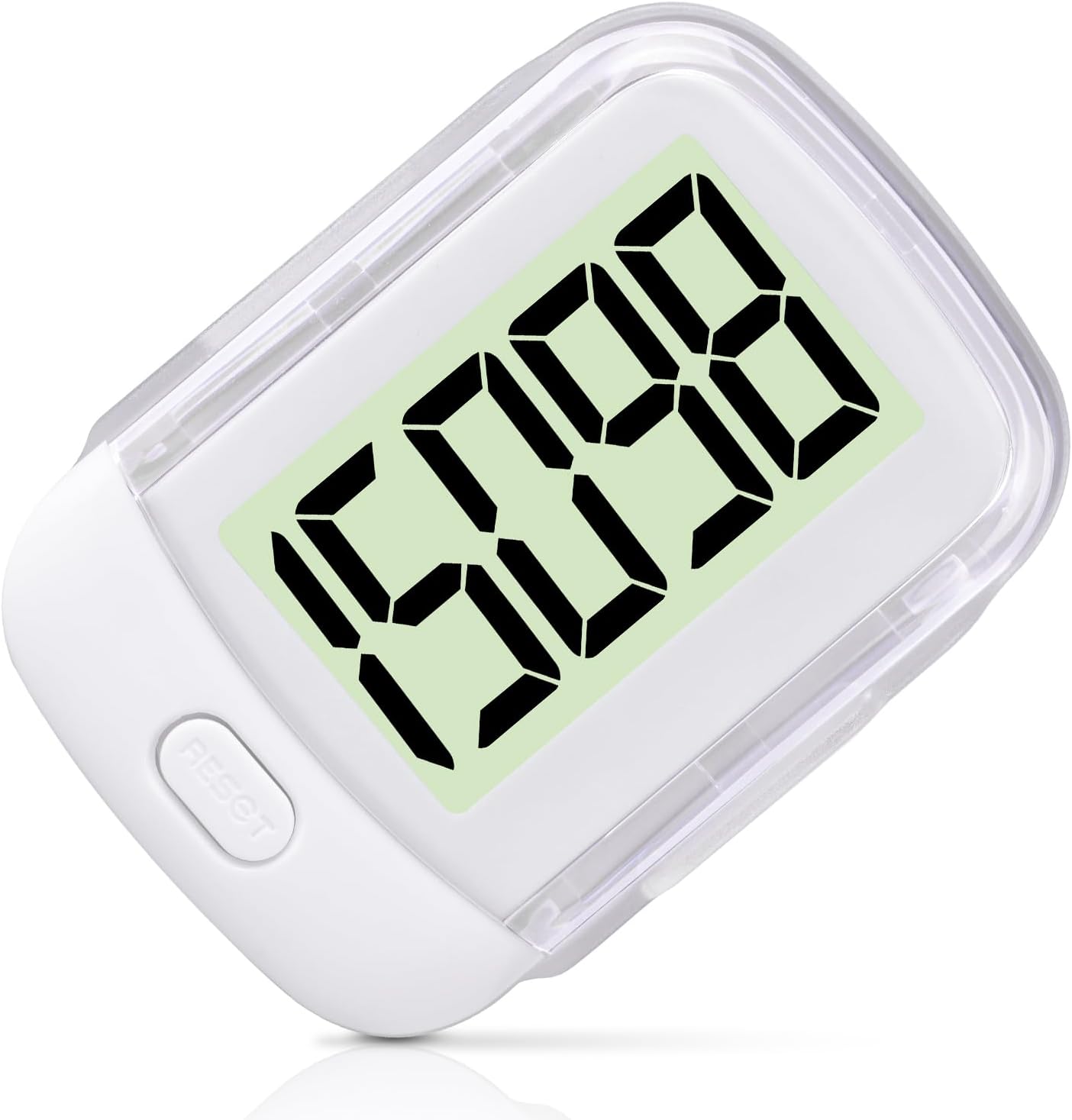 Podomètre 3D pour la Marche, Compteur de Pas 3D précis, Podomètre Numérique Portable, Grand écran Podomètre Numérique avec Affichage du Temps et rétroéclairage LED # Blanc