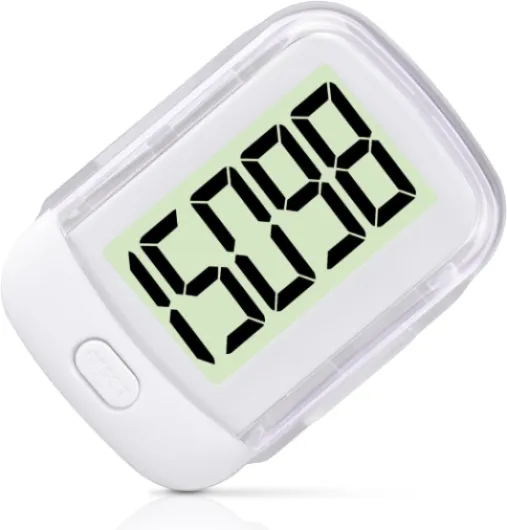 Podomètre 3D pour la Marche, Compteur de Pas 3D précis, Podomètre Numérique Portable, Grand écran Podomètre Numérique avec Affichage du Temps et rétroéclairage LED # Blanc