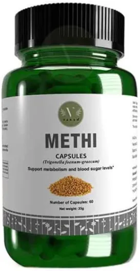 Compléments alimentaires ayurvédiques Vanan Fenugreek (60 capsules) - Renforce le métabolisme et régule le taux de sucre - Supplément diététique végétalien -