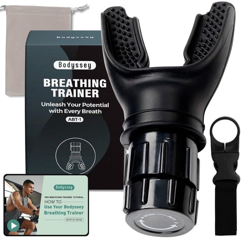 Stimulateur de respiration - Entraîneur en silicone de qualité supérieure - Augmente l'efficacité de la respiration - Niveaux de résistance réglables - Compact, portable et facile à