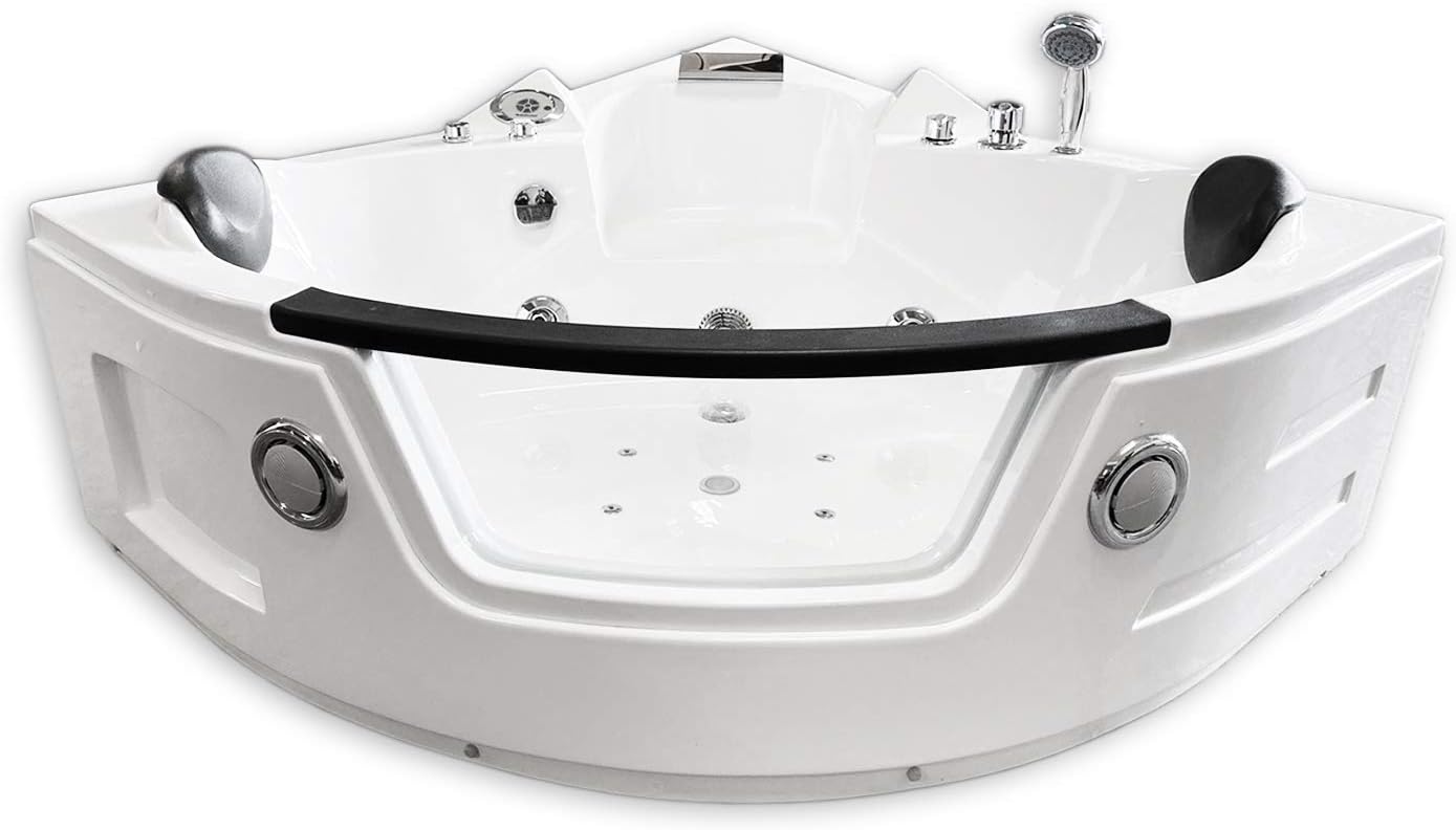 BAIGNOIRE BALNEO MASSANTE Model Miami 135cm x 135cm ANGLE HAUTE BAIN TOURBILLON Jets dorsaux spa chromothérapie cascade