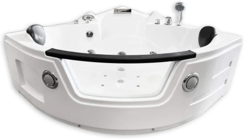 BAIGNOIRE BALNEO MASSANTE Model Miami 135cm x 135cm ANGLE HAUTE BAIN TOURBILLON Jets dorsaux spa chromothérapie cascade