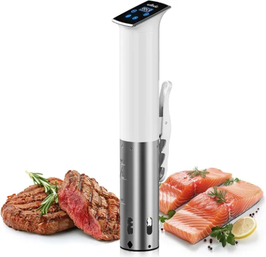 Cuiseur Sous Vide Cuisson Sous Vide 1100W – Précision ±0,1°C, Étanche IPX7, Compact & Silencieux – Cuisson à Basse Température Facile à Utiliser pour des Résultats Parfaits, Blanc