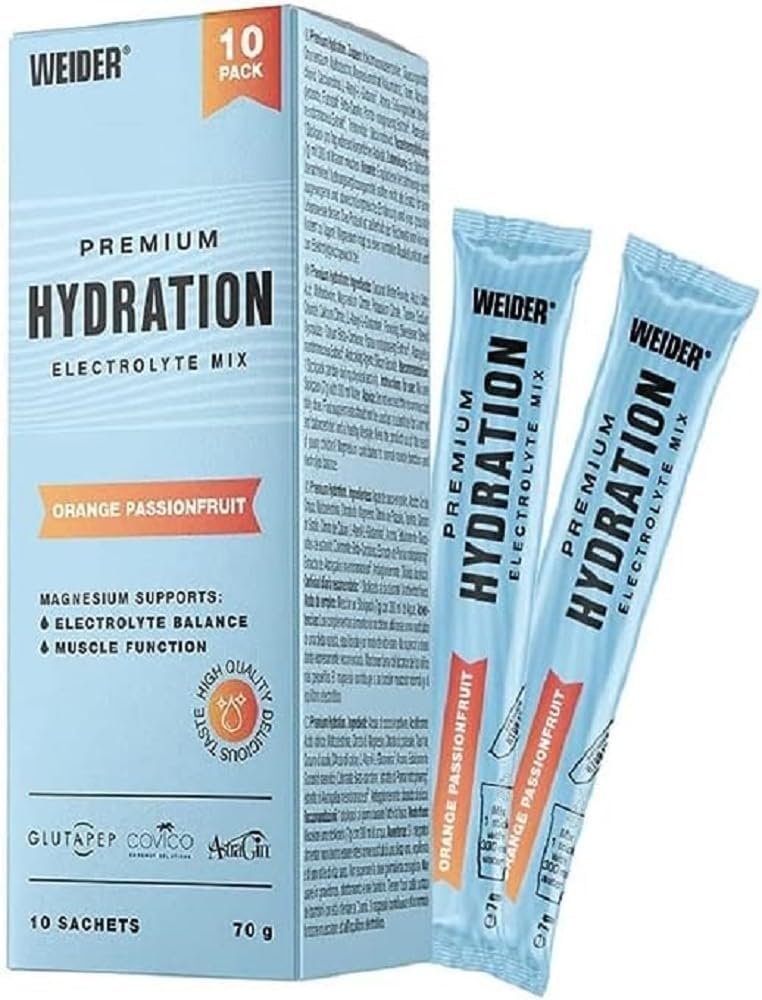 Poudre d'hydratation de qualité supérieure pour une boisson électrolyte rafraîchissante sans sucre ni édulcorants artificiels, boisson de sport hydratante au goût délicieux orange maracuja