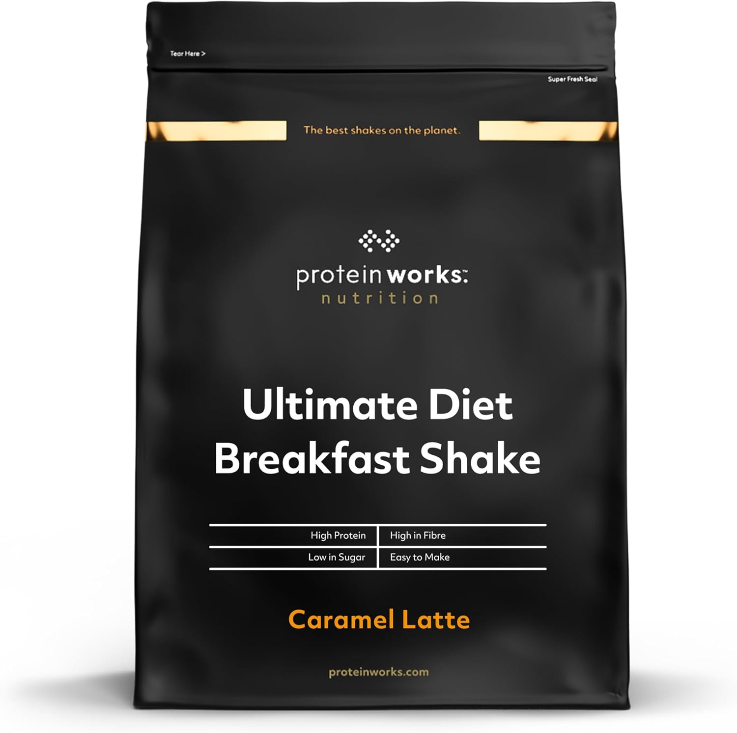 Diet Breakfast Smoothie - Latte Caramel - Petit-déjeuner sur le pouce - Hyperprotéiné et peu sucré - THE PROTEIN WORKS - 500g Latte Caramel 500 g (Lot de 1)