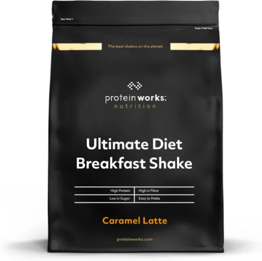 Diet Breakfast Smoothie - Latte Caramel - Petit-déjeuner sur le pouce - Hyperprotéiné et peu sucré - THE PROTEIN WORKS - 500g Latte Caramel 500 g (Lot de 1)
