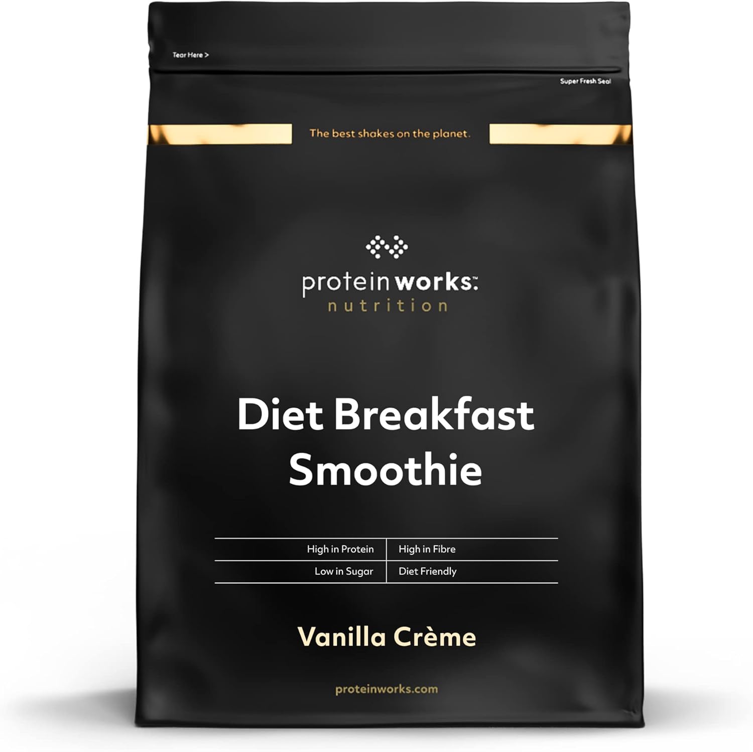 Diet Breakfast Smoothie - Vanille Crème - Petit-déjeuner sur le pouce - Hyperprotéiné et peu sucré - THE PROTEIN WORKS - 500g Vanille Crème 500 g (Lot de 1)