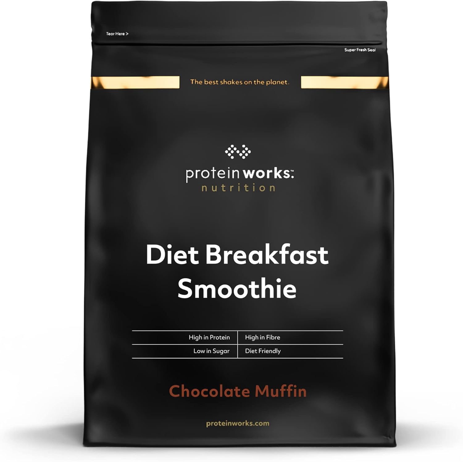 Diet Breakfast Smoothie - Muffin au Chocolat - Petit-déjeuner sur le pouce - Hyperprotéiné et peu sucré - THE PROTEIN WORKS - 500g Muffin au Chocolat 500 g (Lot de 1)