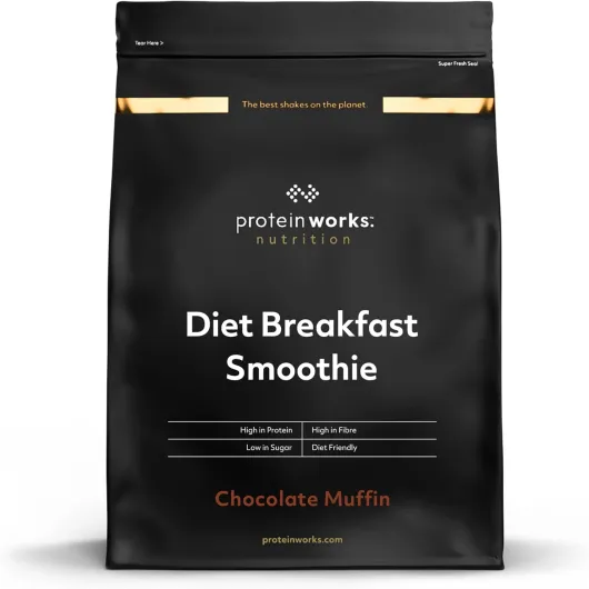 Diet Breakfast Smoothie - Muffin au Chocolat - Petit-déjeuner sur le pouce - Hyperprotéiné et peu sucré - THE PROTEIN WORKS - 500g Muffin au Chocolat 500 g (Lot de 1)