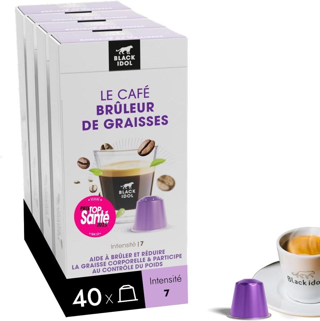 Café Brûleur de Graisses - Minceur - 40 Capsules Intensité 7 - Compatible avec Nespresso® - Haute Teneur en Polyphénols Antioxydants (Intensité 7 : 40 capsules)