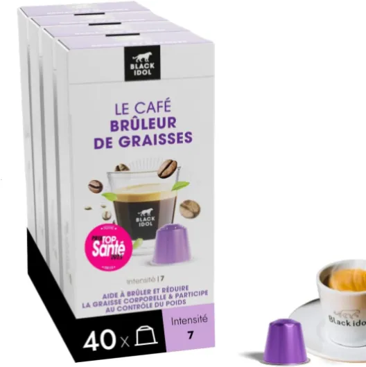 Café Brûleur de Graisses - Minceur - 40 Capsules Intensité 7 - Compatible avec Nespresso® - Haute Teneur en Polyphénols Antioxydants (Intensité 7 : 40 capsules)