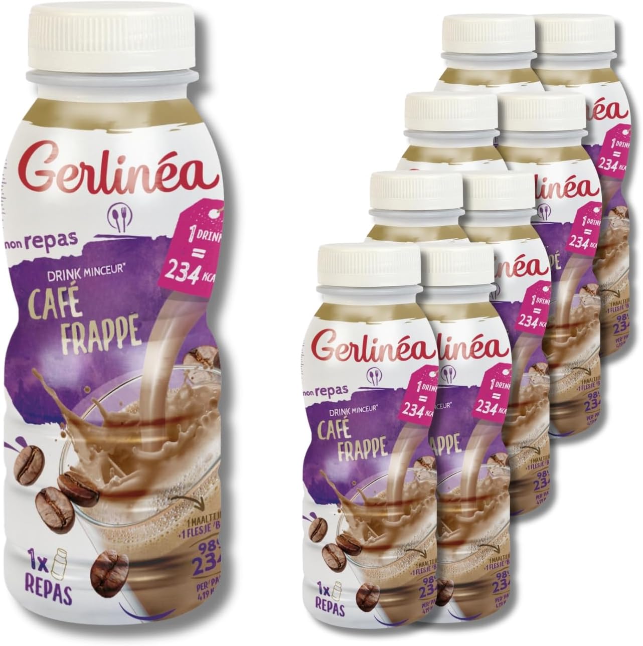 Boisson Minceur saveur Café - Substitut de Repas Riche en Protéines - 8 bouteilles de 236ml