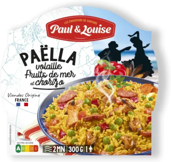 Paul & Louise Paëlla poulet et fruit de mer 300g - Prêt en 2 min- 100% Poisson issue de la pêche durable MSC 300 g (Lot de 1)