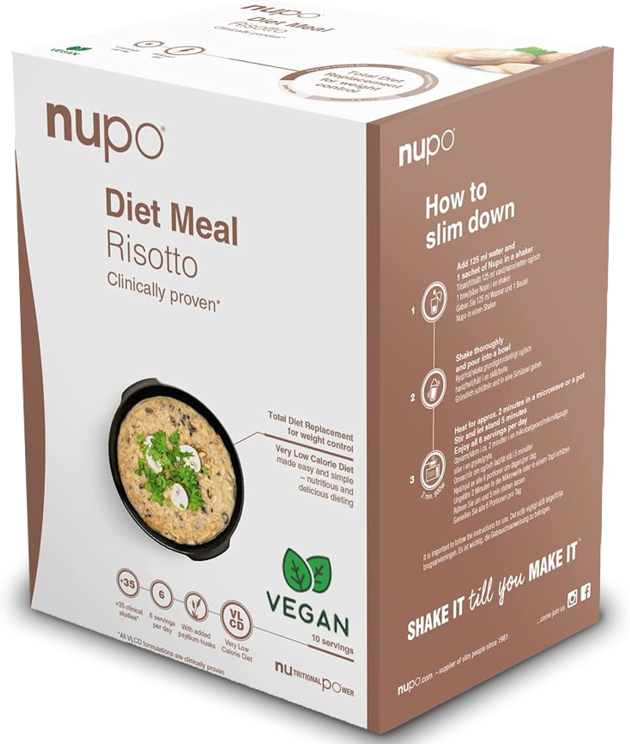 Diet Meal Risotto – Repas de régime premium pour la gestion du poids I Substitut de repas complet pour le contrôle du poids I 10 portions I Végétalien, sans gluten, sans OGM Risotto 10 portions