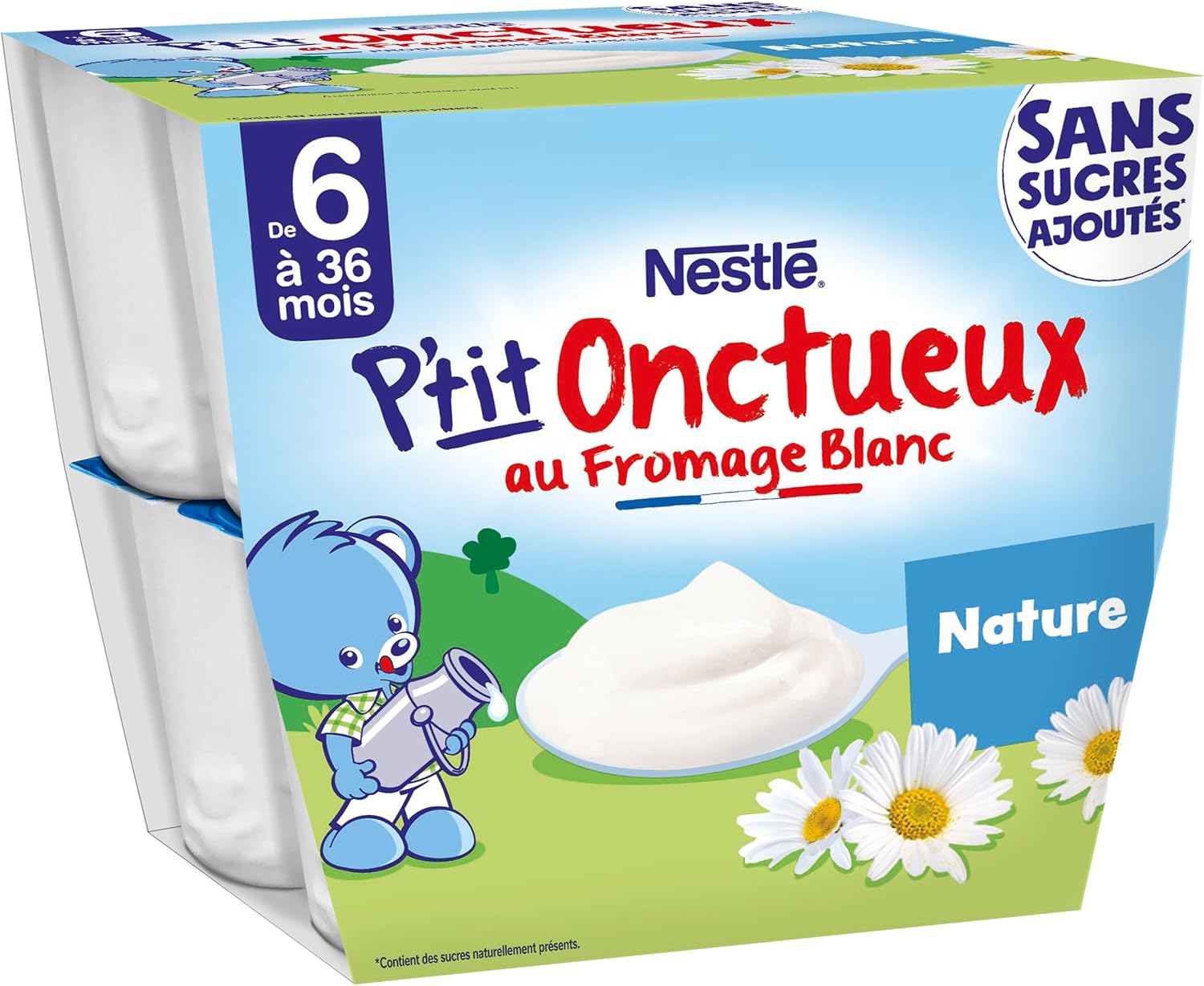 NESTLÉ BÉBÉ - P'TIT ONCTUEUX LES SANS SUCRES AJOUTÉS NATURE DES 6 MOIS 8X90G