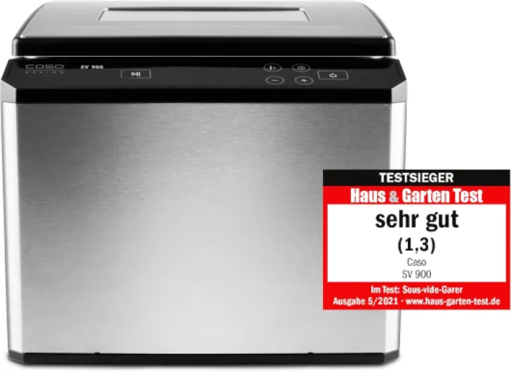 CASO SV900 Cuiseur sous vide, cuisson parfaite sous vide au bain-marie pour jusqu'à 5 portions, cuiseur basse température 30°C à 90°C par paliers de 0,1°C