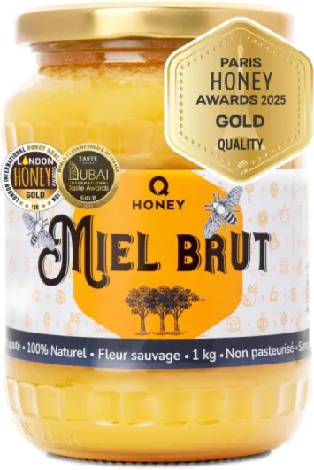 Médaille d'Or - 2025 Paris International Honey Awards - Miel Brut de Fleurs Sauvages 1kg, 100% Naturel, Pur, Non Filtré et Non Pasteurisé 1 - Miel de fleurs sauvages