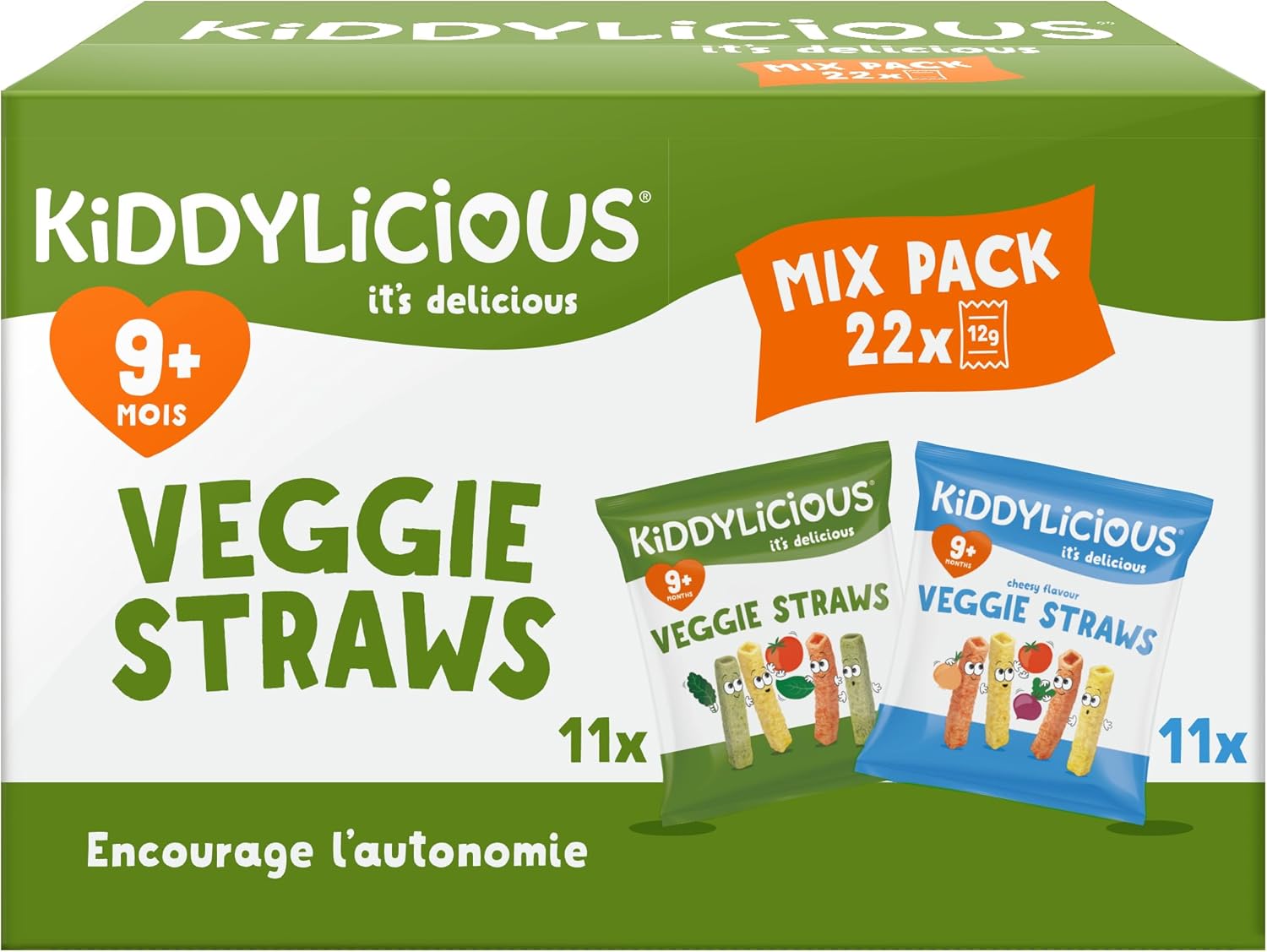 Veggie Straws Paquet Assortiment - Délicieux Encas pour Bébés - Convient aux Enfants de 9 Mois et Plus - 22 Sachets de 12g - 264g