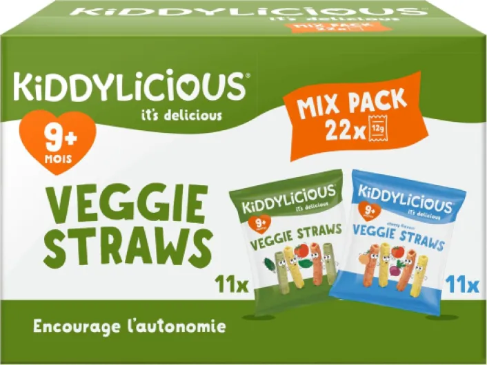 Veggie Straws Paquet Assortiment - Délicieux Encas pour Bébés - Convient aux Enfants de 9 Mois et Plus - 22 Sachets de 12g - 264g