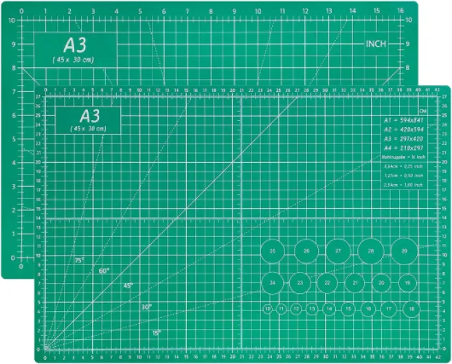 Tapis de Découpe A3-5 Couches PVC Auto-cicatrisant Plaque de Découpe, Planche à Découper Double Face Craft Mat, Parfait Pour la Couture,Tapis Patchwork, le Bricolage, Impérial/Métrique