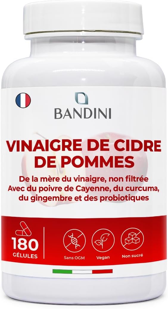 ® Complexe Vinaigre De Cidre 1860mg Avec Mère - 180 Gélules Vegan - Enrichi en Probiotique Flore Intestinale, Gingembre, Piment de Cayenne, Curcuma - Apple Cider Vinegar Complex Diet - 2 mois