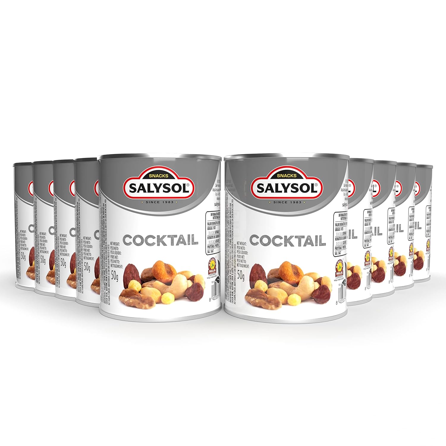 SALYSOL Fruits Secs: Mélange de Noix Premium - Un Assortiment Exquis de Noix de Cajou, Amandes et Noisette, agrémenté de Cacahuètes au Miel, Maïs Frit, Barbecue Bowling et Cacahuète