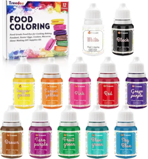 Colorants Alimentaires, 12 Colorants x 10 ML, Colorant Alimentaire Liquide Concentré de Qualité Alimentaire pour Décoration de Gâteaux, Œufs de Pâques, Pâtisserie, Biscuits, Fondants, Glaçages, Slime
