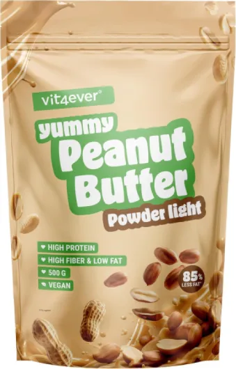 Beurre de cacahuètes light en poudre 500g - Powdered Peanut Butter 85% moins gras, sans sucre - Crème de beurre de cacahuètes au goût délicieux - Vit4ever