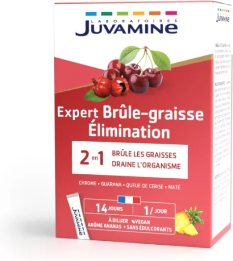 Brûle-Graisse Elimination - A base de Chrome, Guarana, Queue de Cerise et Maté - Arôme Ananas - 14 Sticks Minceur à Diluer - Fabriqué en France Unique 14 Unité (Lot de 1)