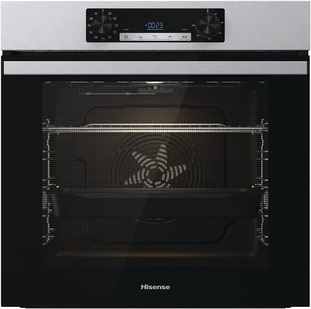 Hisense BI62216AX Four multifonction ventilé, cavité XXL 77L, nettoyage eau Clean, 13 fonctions de cuisson, fonction pizza 300 °C, cuisson AirFry, écran LED, commande tactile, préchauffage rapide