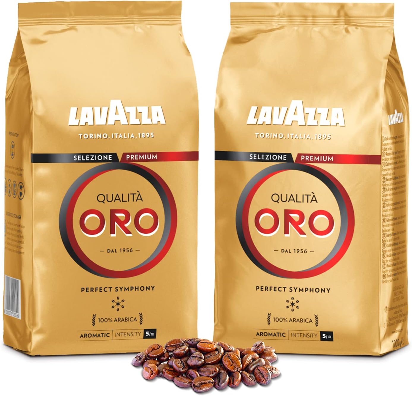 Café Espresso Qualità Oro - Café Grain - Sélection Premium - 100 % Arabica - Italien - Intensité 5 - 2 Paquets de 1 kg