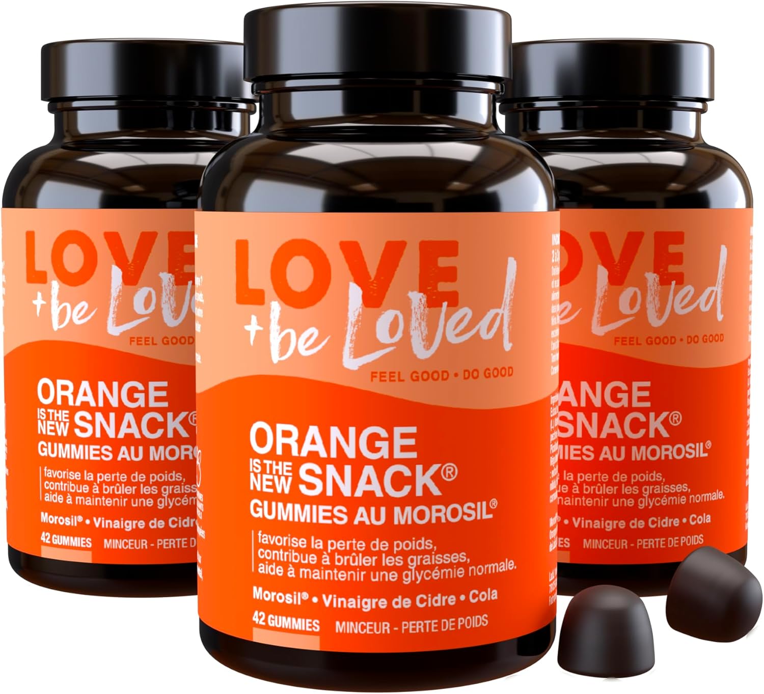 Gummies Morosil® et Vinaigre de Cidre - Minceur, Brûleur de Graisses, Perte de Poids - Efficacité Prouvée - 42 Gommes Végan - Love and be Loved (Lot de 3)
