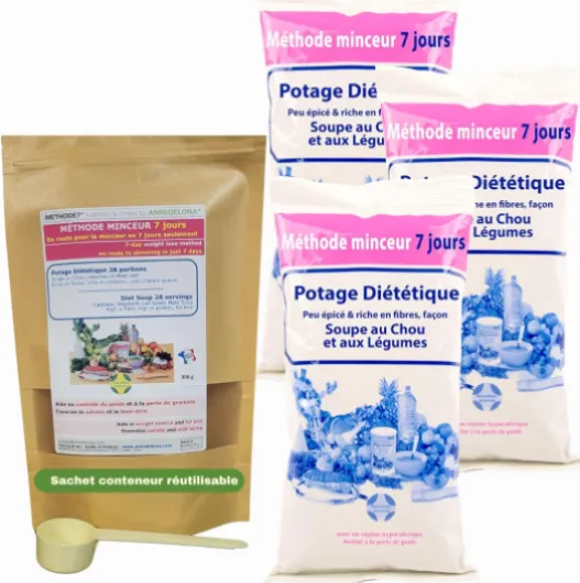 Annedelona CURE METHODE MINCEUR 21 JOURS NATURELLE ET EFFICACE - Potage Diététique Soupe au Chou et Légumes Riche en Fibre et Vitamines (84 Portions) - Fabriqué en France - 300 g (Lot de 3)