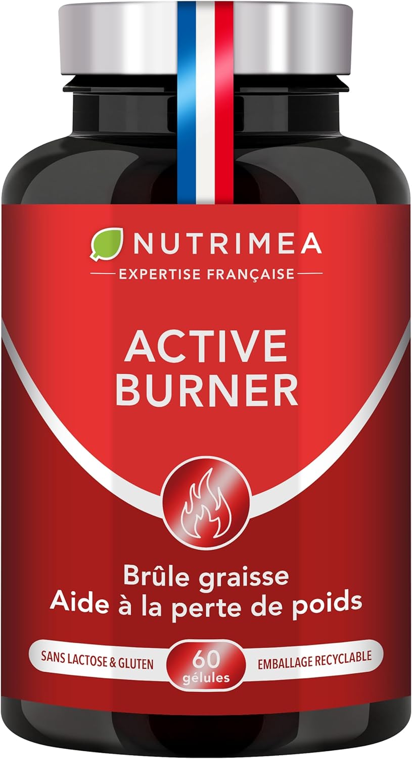 BRULEUR DE GRAISSE PUISSANT - Puissant Complexe de Plantes Amaigrissant dont Gingembre - Effet Minceur Efficace - ACTIVE BURNER - 60 Gélules Vegan - Nutrimea - Fabriqué en France