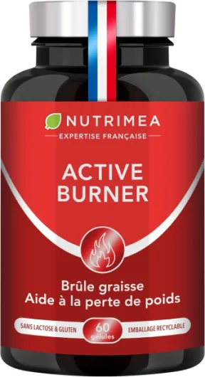 BRULEUR DE GRAISSE PUISSANT - Puissant Complexe de Plantes Amaigrissant dont Gingembre - Effet Minceur Efficace - ACTIVE BURNER - 60 Gélules Vegan - Nutrimea - Fabriqué en France