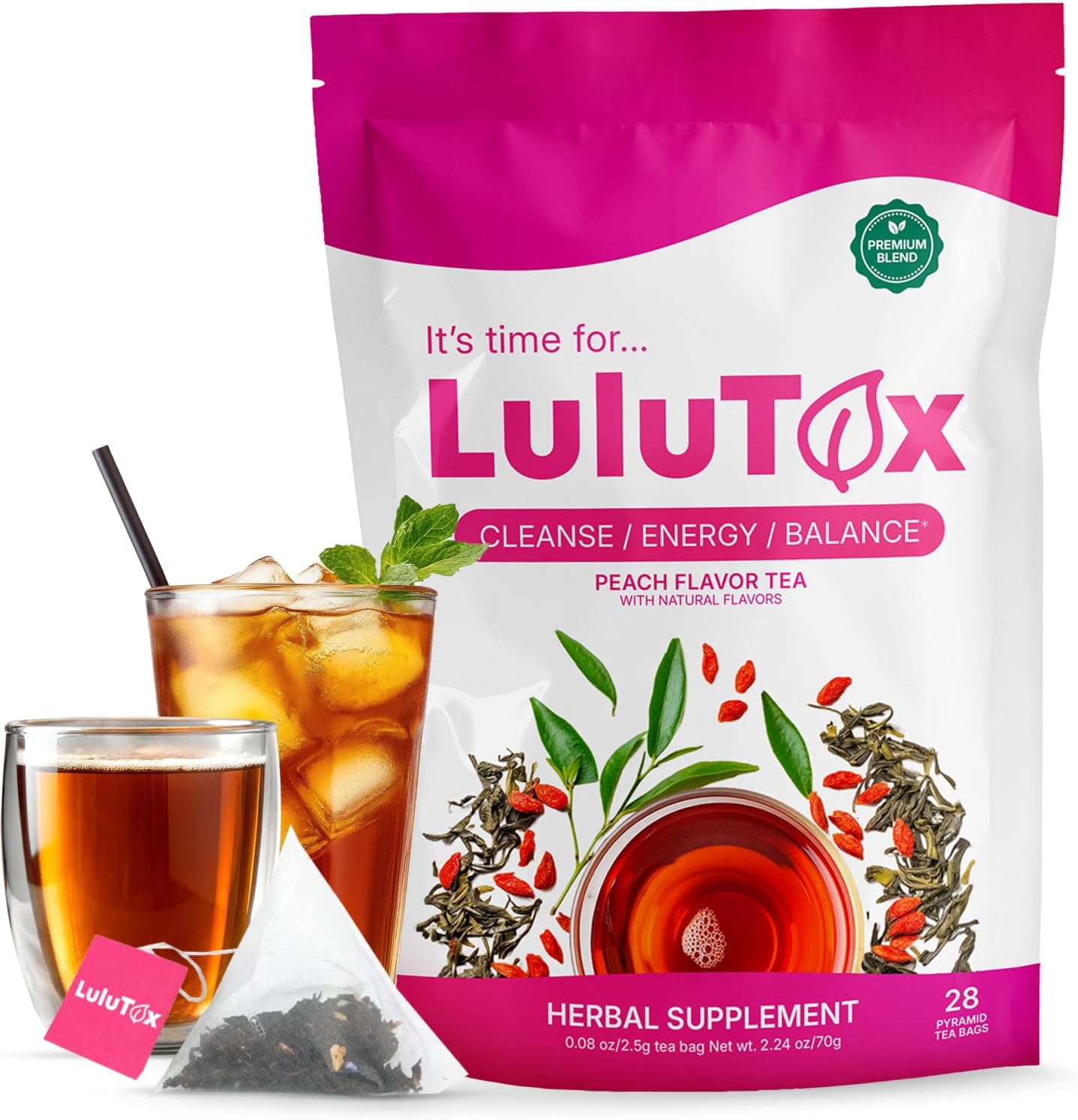 Thé Détox – Mélange de Plantes pour le Bien-être avec Pissenlit, Ginseng et Gingembre – Infusion pour Ballonnements, Ménopause, Gestion du Poids et Vitalité – 28 Sachets 1 unité (Lot de 28)