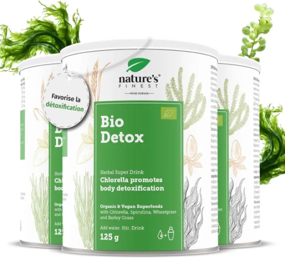 Nature's Finest BIO Detox - Détox Colon avec Chlorelle et Spiruline Bio - Boisson Détox Minceur Riche en Protéines - 375 g pour 75 Jours