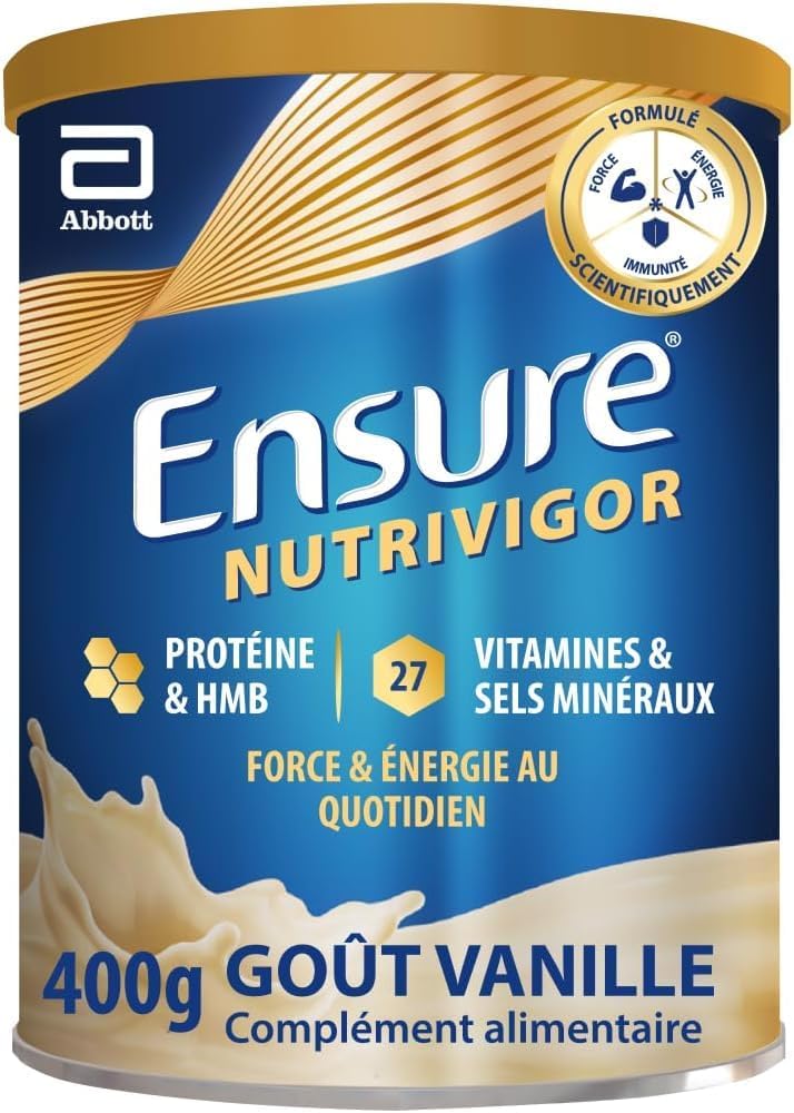 Nutrivigor 400g Vanille - Complément Alimentaire pour Adultes; Protéines de Haute Qualité, HMB, 27 Multivitamines et Minéraux (Dont Vitamine C, Vitamine D, Magnésium et Zinc)