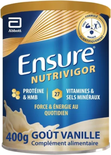 Nutrivigor 400g Vanille - Complément Alimentaire pour Adultes; Protéines de Haute Qualité, HMB, 27 Multivitamines et Minéraux (Dont Vitamine C, Vitamine D, Magnésium et Zinc)