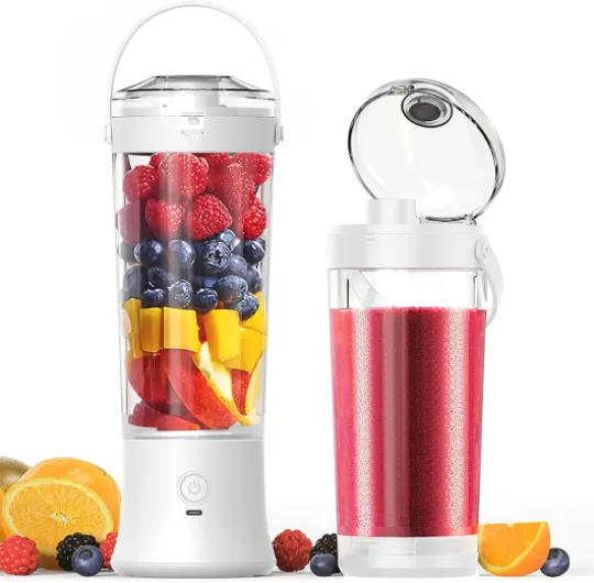 TOPESCT Mixeur portable pour shakes et smoothies,mini mixeur personnel 500 ml,rechargeable par USB avec 6 lames ultra-tranchantes pour les voyages,le bureau et le sport(blanc)