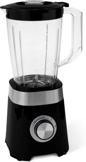 Mixeur de cuisine avec pichet en plastique de 1.5 l, 600 W pour faire des smoothies et piler de la glace, Noir Noir 1.5 l