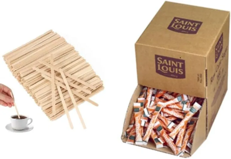 Sucre Cassonade en Poudre SAINT LOUIS – 500 bûchettes de sucre roux cristallisé individuels de 5g (2,5kg) avec agitateurs en bois – Idéal pour Professionnels – Offre Spéciale