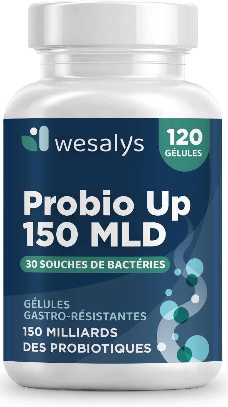 Probiotique flore intestinale - 150 Milliards UFC/Jour - 30 souches bactériennes, 120 Gélules Gastro-résistantes - Probiotiques et prebiotique, lactobacillus gasseri, Bifidobactéries, Inuline - Probio U