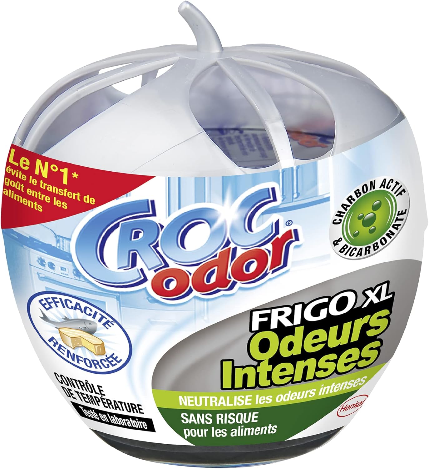Croc'Odor Coco Frigo Power XL – Désodorisant pour Réfrigérateur Formal XL (140g) – Neutralisateur d'Odeurs