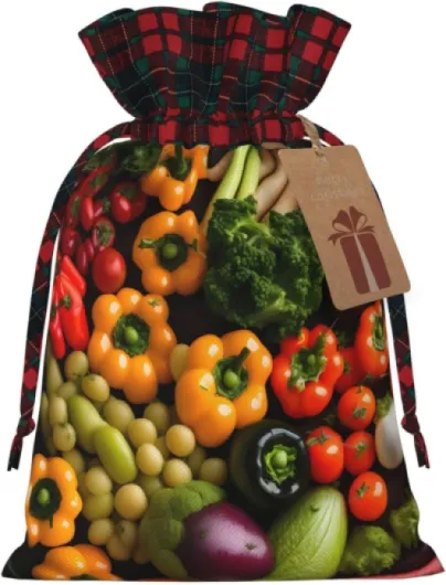 Variété de légumes frais fruits sac robuste avec cordon de serrage 21,1 x 30 cm sac cadeau tendance et pratique pour les nécessités quotidiennes 1 pièce